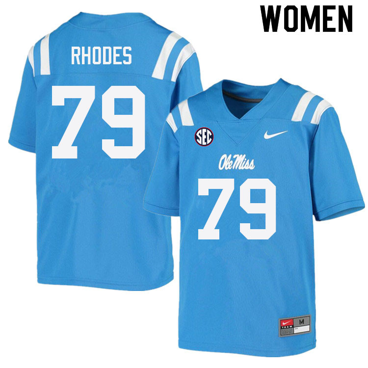 Jordan Rhodes Ole Miss Rebels NCAA Women's Powder Blue #79 Stitched Limited College Football Jersey EZK1458ML